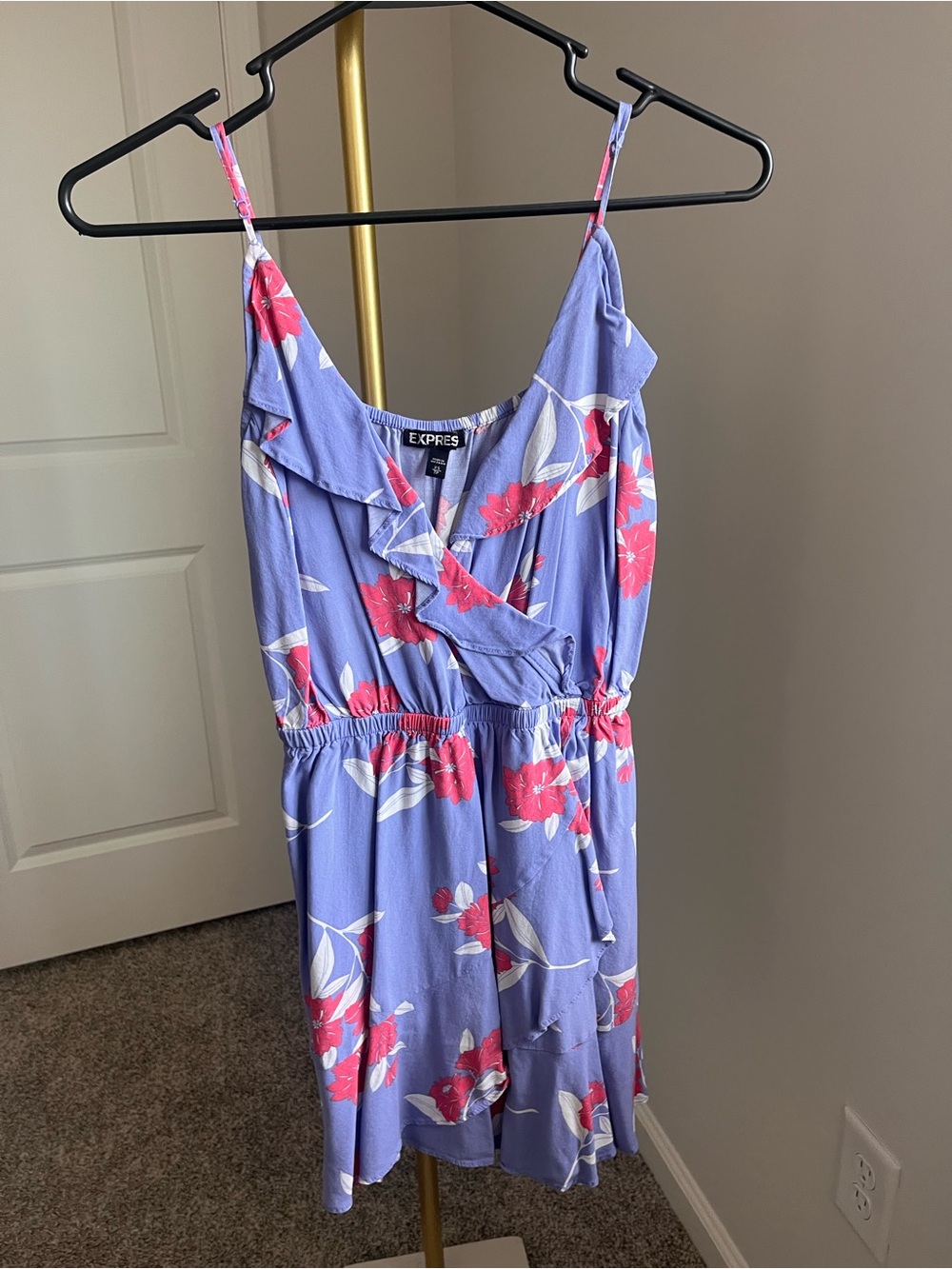 Express Lavender Floral Dress with Pink Blooms